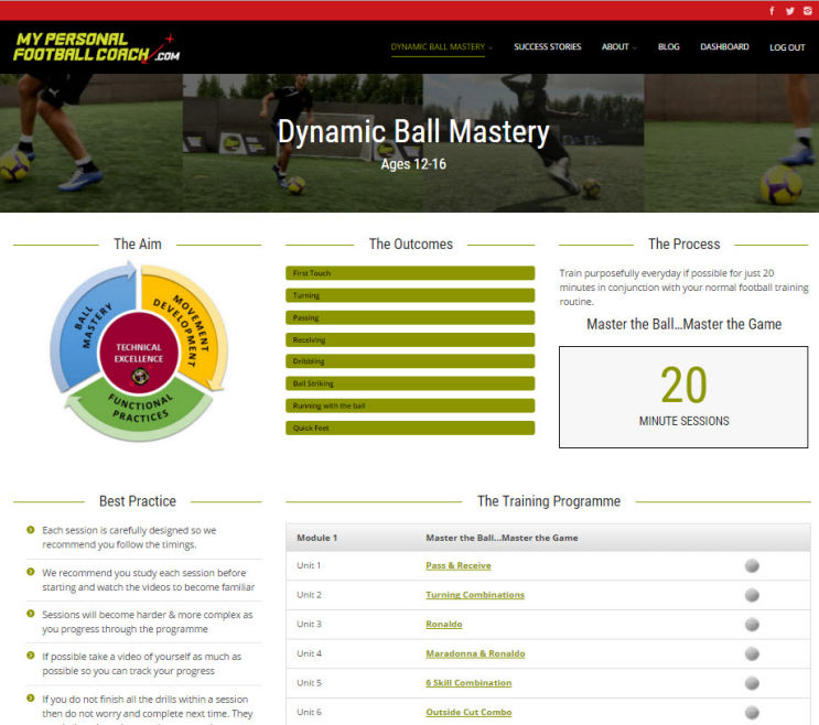 Elite Soccer Training Programme Dynamic Ball Mastery Homepage