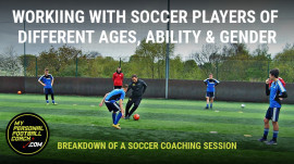 Multi age-ability soccer coaching session