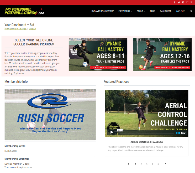 Rush Soccer Dashboard