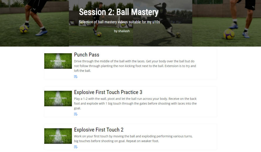 Personalised soccer training session