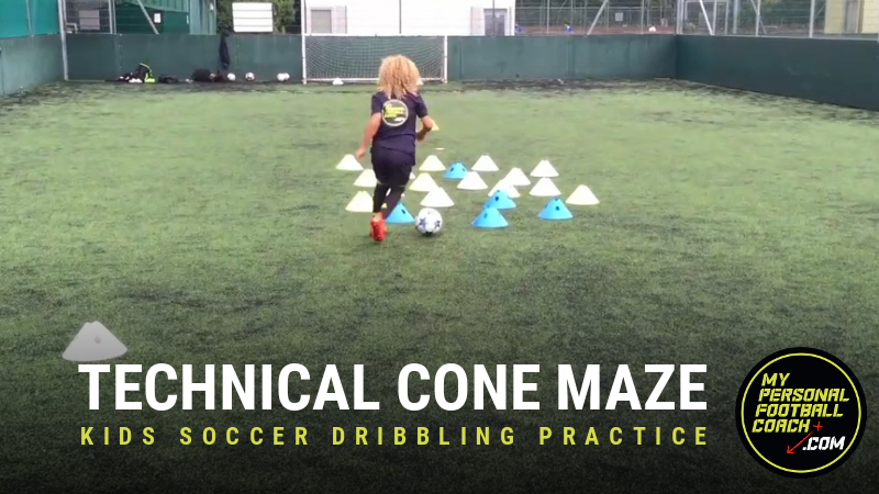 Kids Soccer Dribbling Drill - Technical Cone Maze for U8-U12