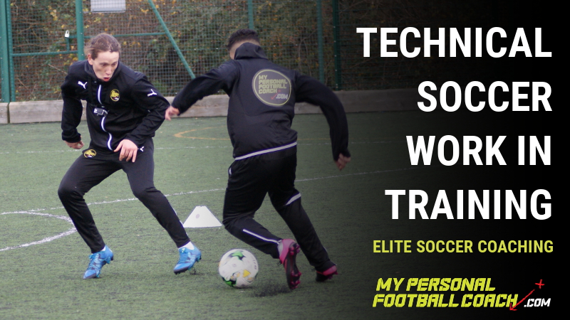 Technical soccer work in training sessions