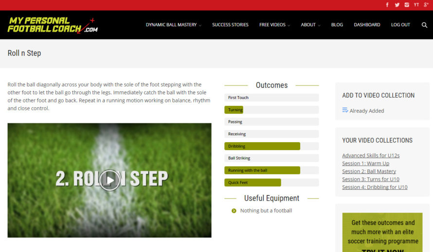 Soccer training video contents