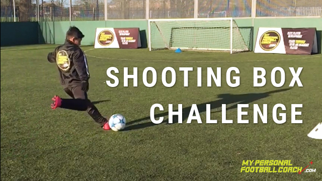 Soccer skills shooting box challenge